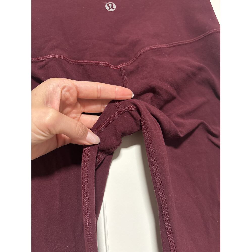 Lululemon Burgundy High-Rise Crop Leggings Size 2 - Picture 6 of 7